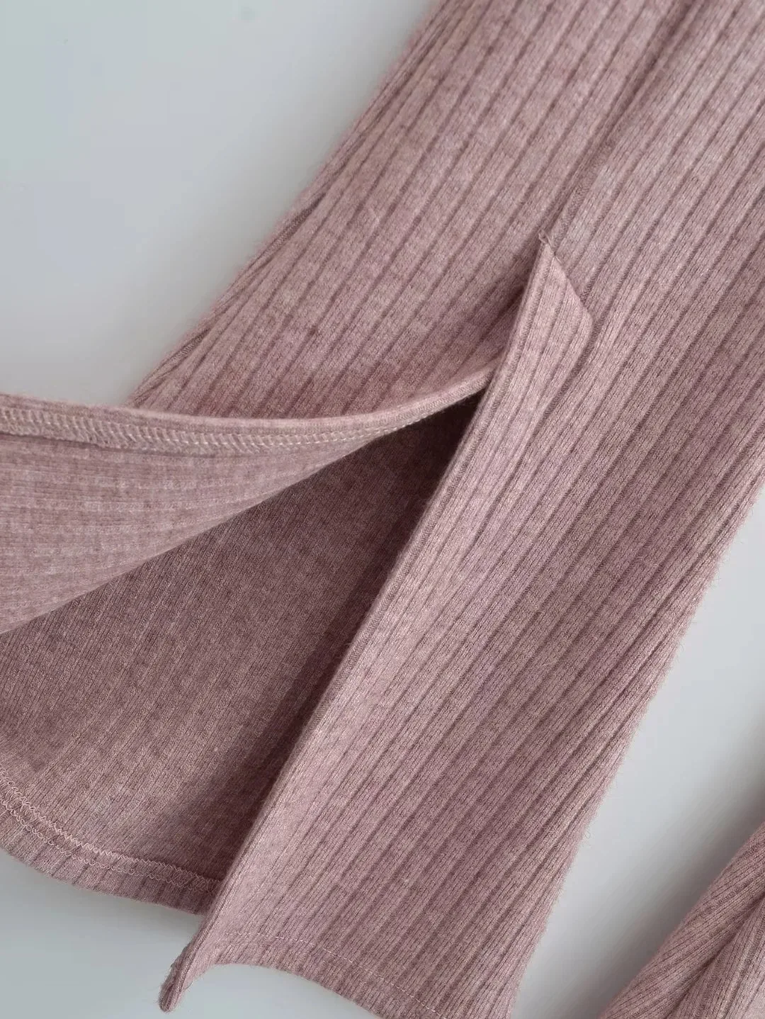 Ootddress Knit Skinny Flared Trousers Split Out Trousers For Women Cross Low Waist White Casual Streetwear Flared Pants 2025 New