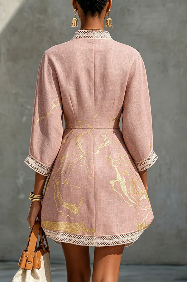 Aurelia Gilded Marble Linen Tunic Dress