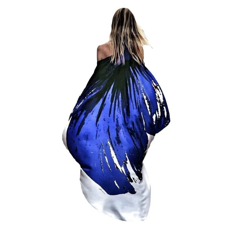 2025 Summer New Printed Dresses Women Sloping Shoulders Loose Casual Beach Vacation Irregular Dress Fashion Beachwear Vestidos 11 2025 Summer New Printed Dresses Women Sloping Shoulders Loose Casual Beach Vacation Irregular Dress Fashion Beachwear Vestidos