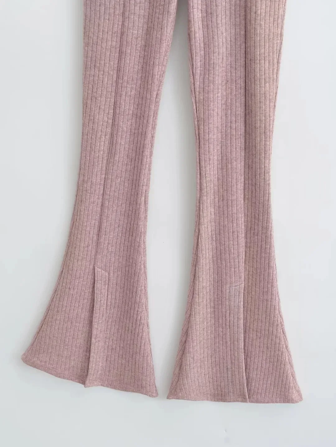 Ootddress Knit Skinny Flared Trousers Split Out Trousers For Women Cross Low Waist White Casual Streetwear Flared Pants 2025 New