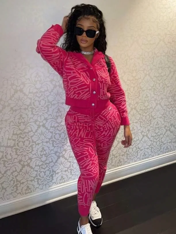 Hooded Collar Letter Print Pants Set Long Sleeve Crop Top Drawstring Trousers Two Piece Fashion for Women 12 Hooded Collar Letter Print Pants Set Long Sleeve Crop Top Drawstring Trousers Two Piece Fashion for Women