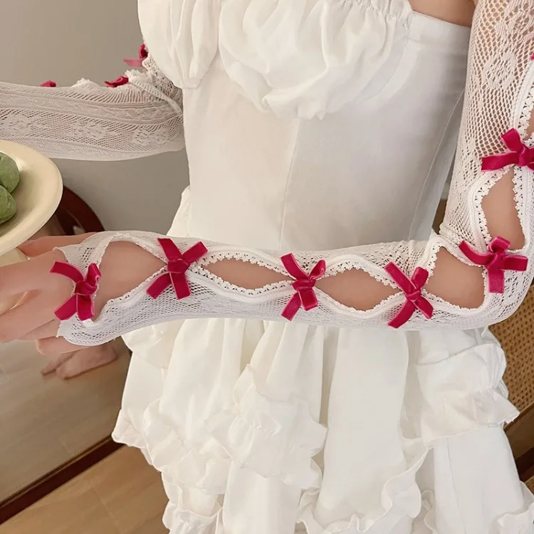 Lace Oversleeve Wraps Bowknot Fingerless Gloves Y2k Arm Warmers Women's Lolita Accessories Lace Cuffs Party Glove With Bow 2025 8 Lace Oversleeve Wraps Bowknot Fingerless Gloves Y2k Arm Warmers Women's Lolita Accessories Lace Cuffs Party Glove With Bow 2025