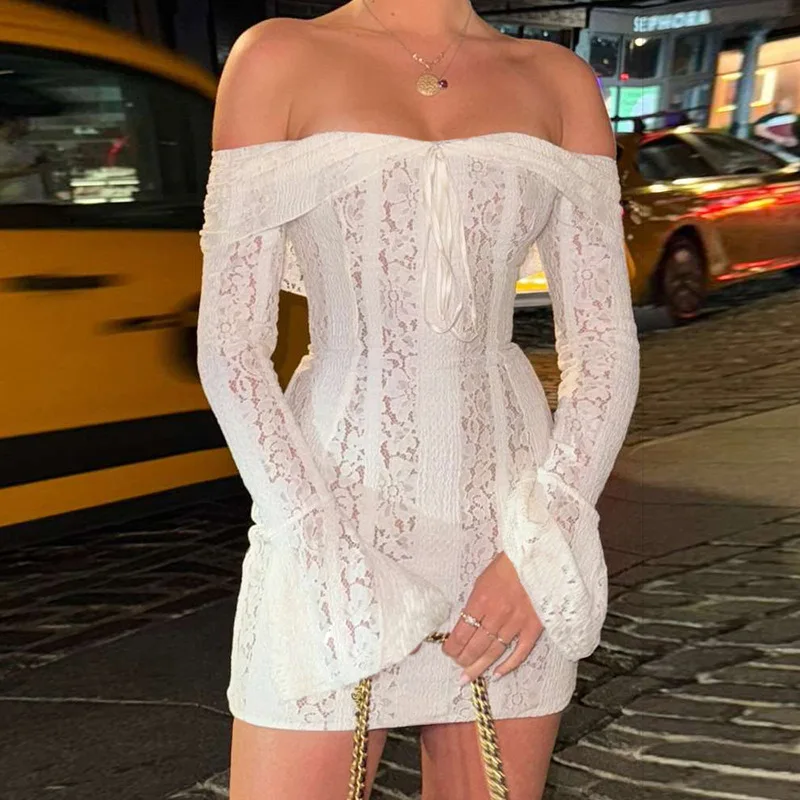 Ootddress Autumn Lace Off-Shoulder Long Dress For Women See-Through Printed Lace-Up High Waist Luxury Female Elegant Party Dress New 22 Ootddress Autumn Lace Off-Shoulder Long Dress For Women See-Through Printed Lace-Up High Waist Luxury Female Elegant Party Dress New