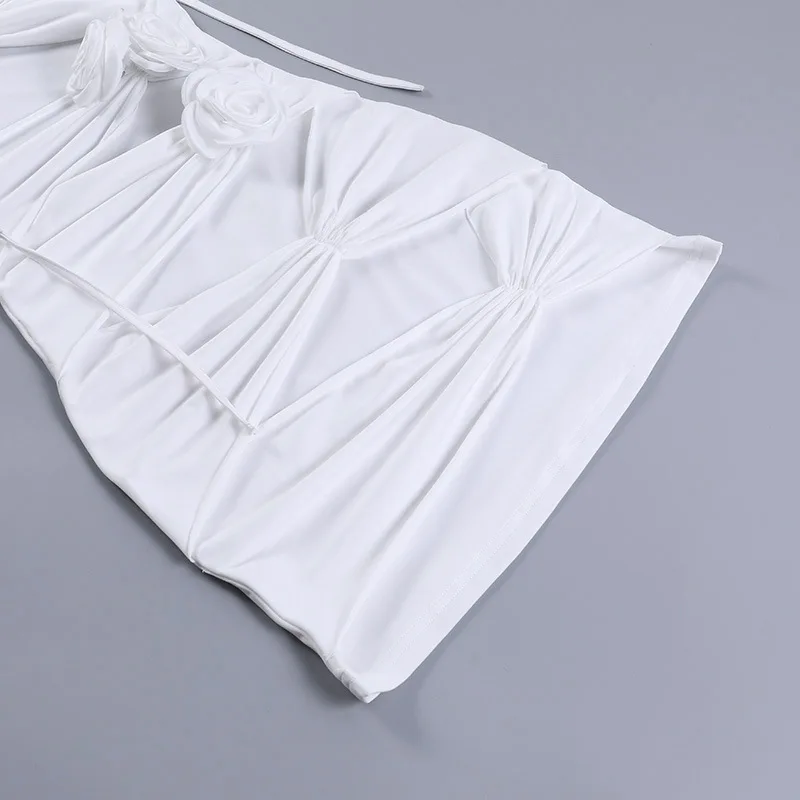 Ootddress Lace Up Flower Sexy Dress For Women Njght Hollow Out Summer Mini Dresses Woman Slim Party Backless Dress Women's Clothing