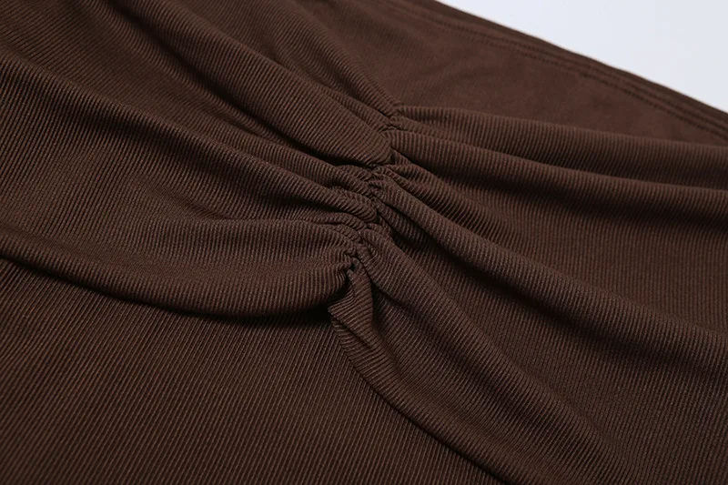 Ootddress Vintage Pleated Slim Mini Dress Women Off-Shoulder Fashion Long Sleeve Patchwork Party Dress Female Solid Backless Drerss