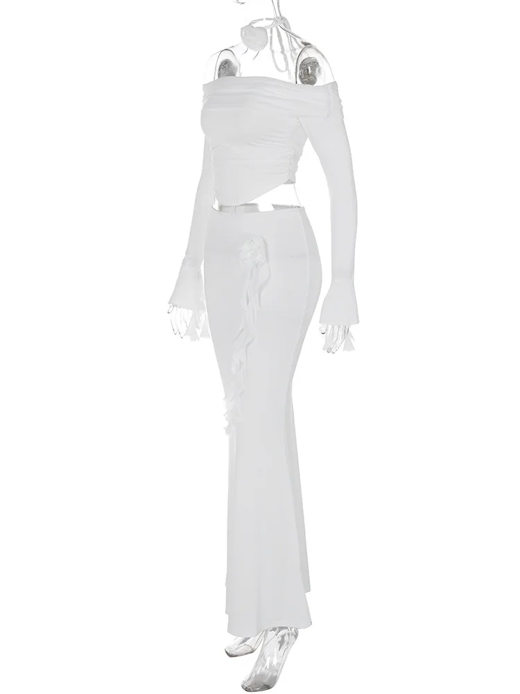 Ootddress Winter New Sexy Long Sleeved Half Skirt Set For Woman 3D Flower Slim Tight Long Skirt Party Evening Dress Two Piece Set 39 Ootddress Winter New Sexy Long Sleeved Half Skirt Set For Woman 3D Flower Slim Tight Long Skirt Party Evening Dress Two Piece Set