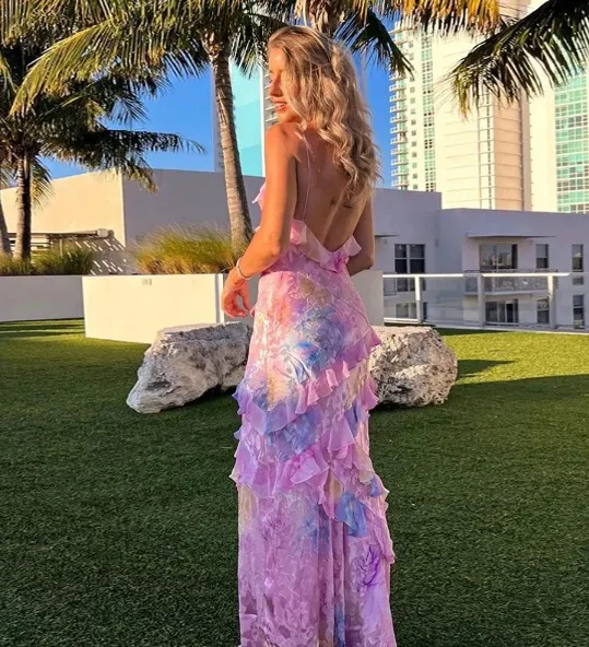 Sexy V-neck Backless Sleeveless Long Dresses Fashionable High Waist Slim Party Dress 2025 Elegant Print Women's Evening Dress 12 Sexy V-neck Backless Sleeveless Long Dresses Fashionable High Waist Slim Party Dress 2025 Elegant Print Women's Evening Dress