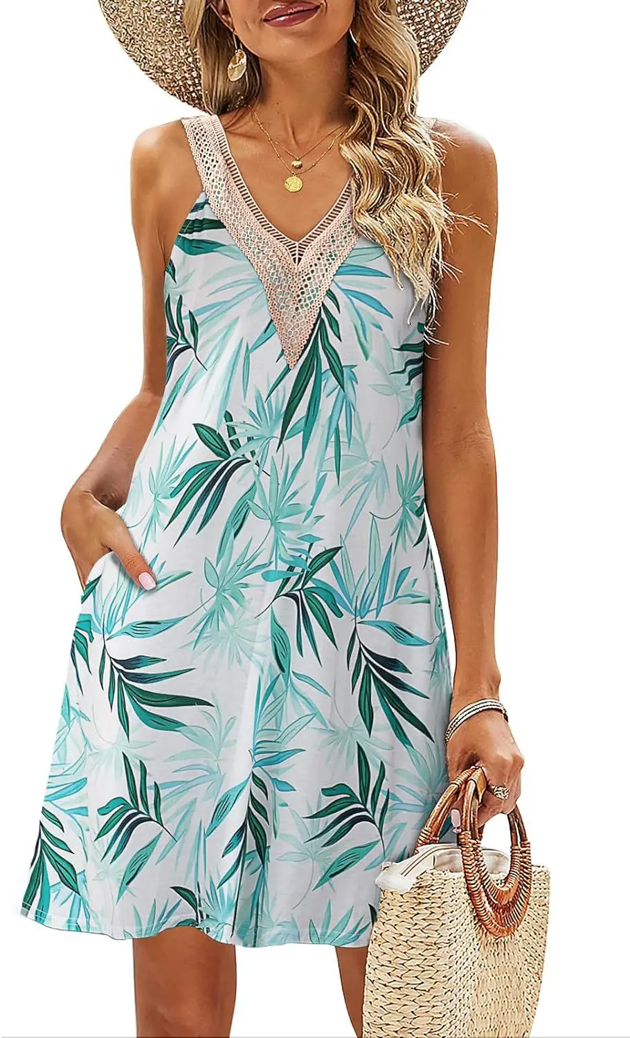 Summer Print Vest Dresses Women Lace Patchwork V-neck Casual Beach Vacation Mini Dress Fashion Lady Commuting Clothing Vestidos 28 Summer Print Vest Dresses Women Lace Patchwork V-neck Casual Beach Vacation Mini Dress Fashion Lady Commuting Clothing Vestidos