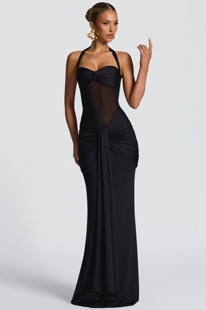Tie Strap Mesh Maxi Dress