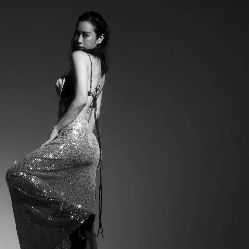 Ootddress Sequins Loose Dress Sets Women Long Sleeve Crop Tops High Waist Sexy Maxi Skirts Ladies Two Piece Suits Womens Outifits