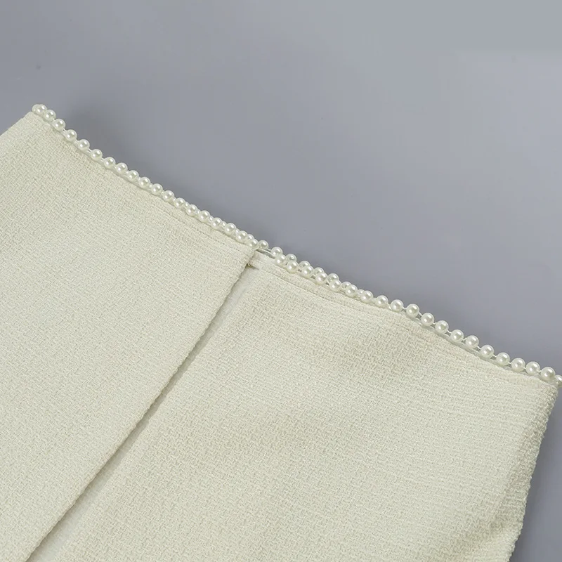 Ootddress Pearl Dress Sets Women Autumn Long Sleeve Coat And Mini Dress Two Piece Sets Femme Sexy Strapless Dress Matching Sets