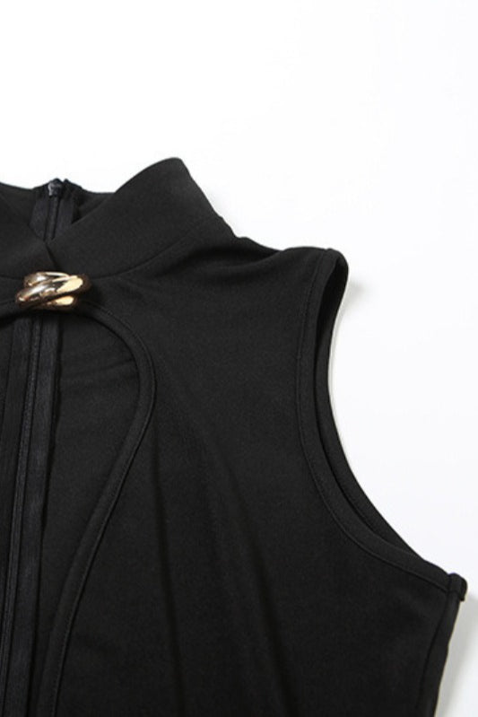 Black Sheer Sleeveless Bodycon Mini Dress