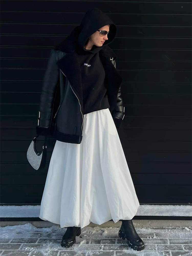 Ootddress Silk Satin White Maxi Skirt Long Ruffled Pleated Skirts Elegant Lantern Pants A-Line Silk Long Skirts For Women 2025 New 12 Ootddress Silk Satin White Maxi Skirt Long Ruffled Pleated Skirts Elegant Lantern Pants A-Line Silk Long Skirts For Women 2025 New