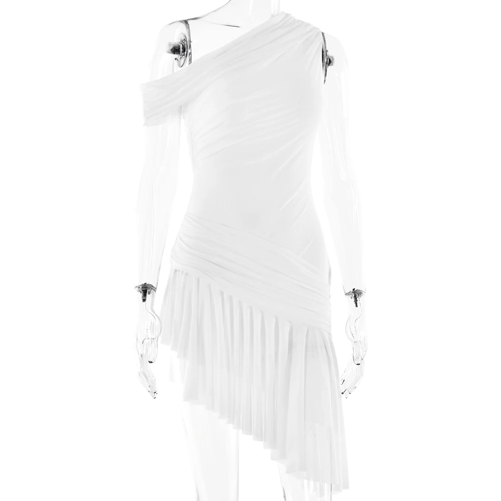 JULISSA MO Sexy Off Shoulder Mesh Women Dress Apricot Backless High Waist Dress Female Summer Slim Elegant Party Beachwear 2025