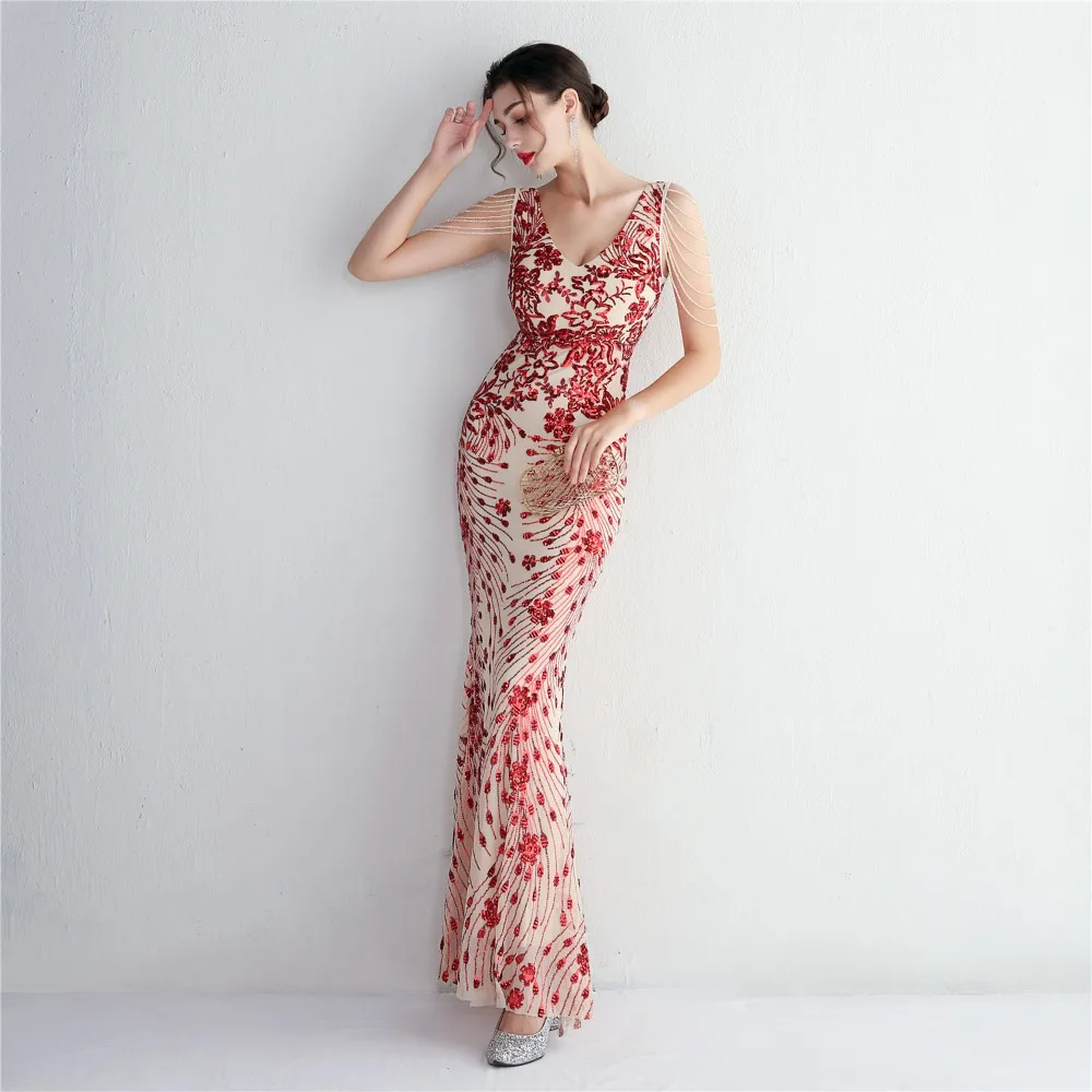 Sexy V-neck Sleeveless Dress with Stones and Crystals Fashion Sequins Tassel Elegant Women Party Dresses High Waisted Long Dress 22 103A0886.jpg