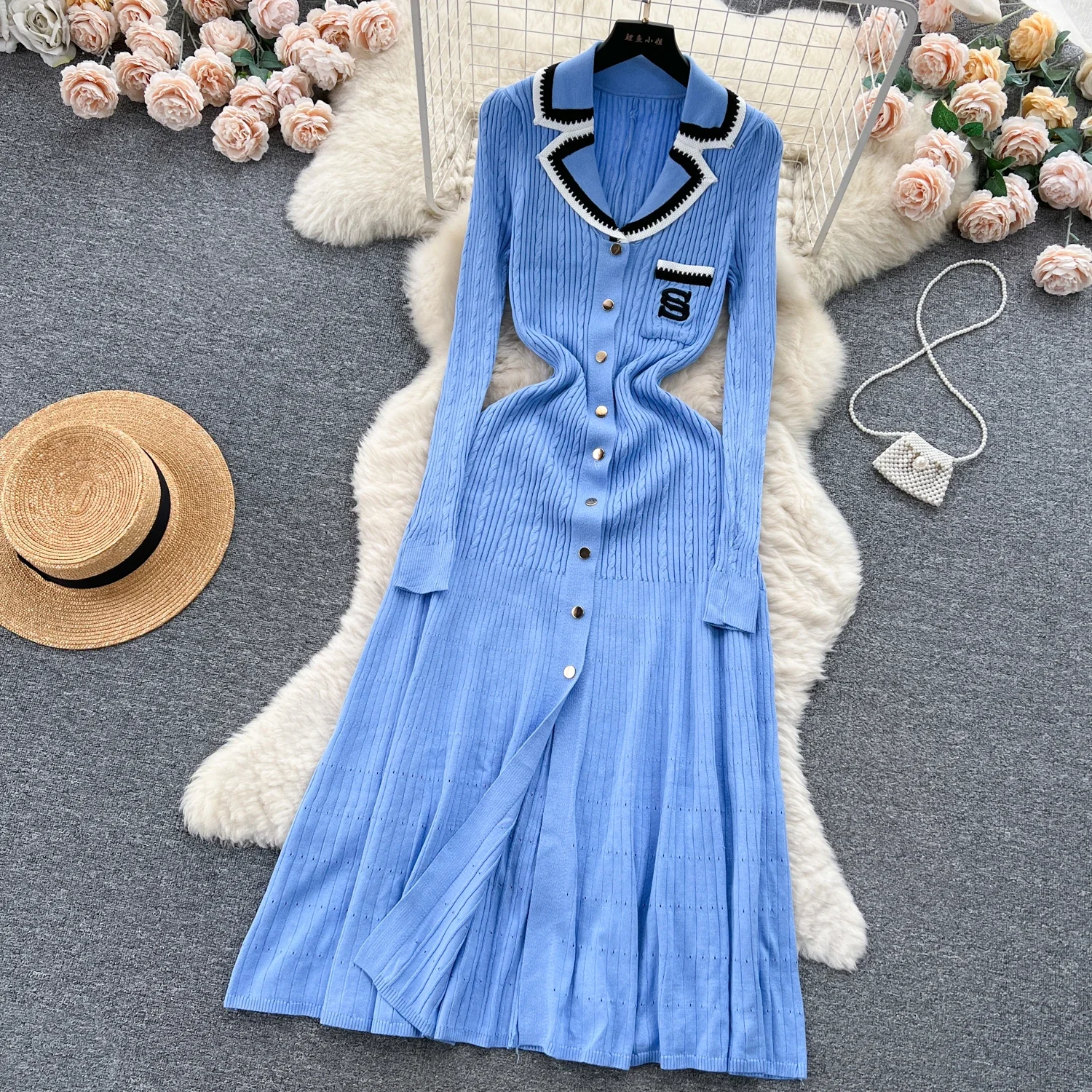 Women Elegant Knitted Dress Spring Autumn Long Sleeve Sexy V-neck Bodyon Dresses Ladies Slim A-line Single Breasted Sweater Robe 32 Women Elegant Knitted Dress Spring Autumn Long Sleeve Sexy V-neck Bodyon Dresses Ladies Slim A-line Single Breasted Sweater Robe