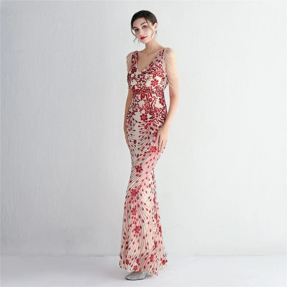 Sexy V-neck Sleeveless Dress with Stones and Crystals Fashion Sequins Tassel Elegant Women Party Dresses High Waisted Long Dress 18 103A0879.jpg