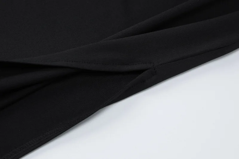 Ootddress Black Backless Slim Long Dress For Women High Split Fashion Long Sleeve Patchwork Party Dress Ladies Elegant Maxi Dress
