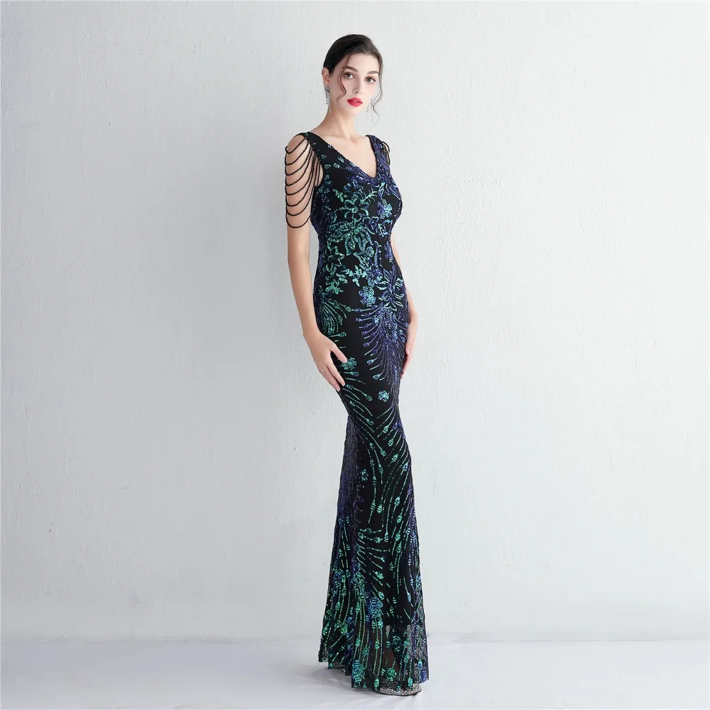 Sexy V-neck Sleeveless Dress with Stones and Crystals Fashion Sequins Tassel Elegant Women Party Dresses High Waisted Long Dress 39 103A0938.jpg