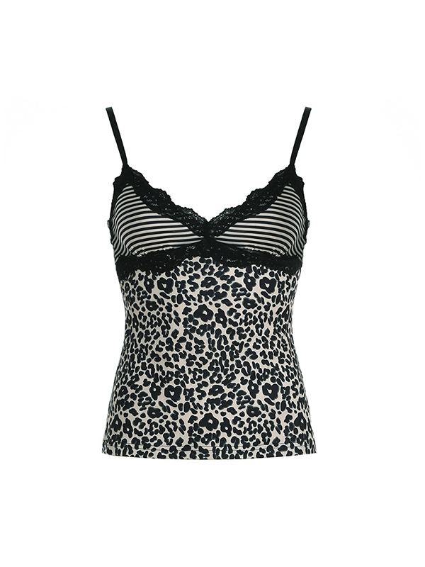 Contrast Color V-Neck Shows Slimming Breast Shape Cami Top