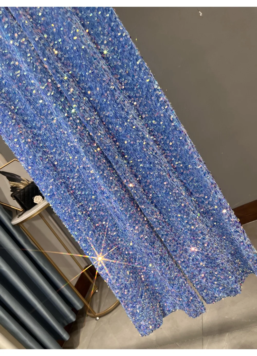 Ootddress Casual Sequin For Women Straight Legg Trousers High Waist Glitter Streetwear Fashion Solid Slim Wide Leg Women's Y2K Pants