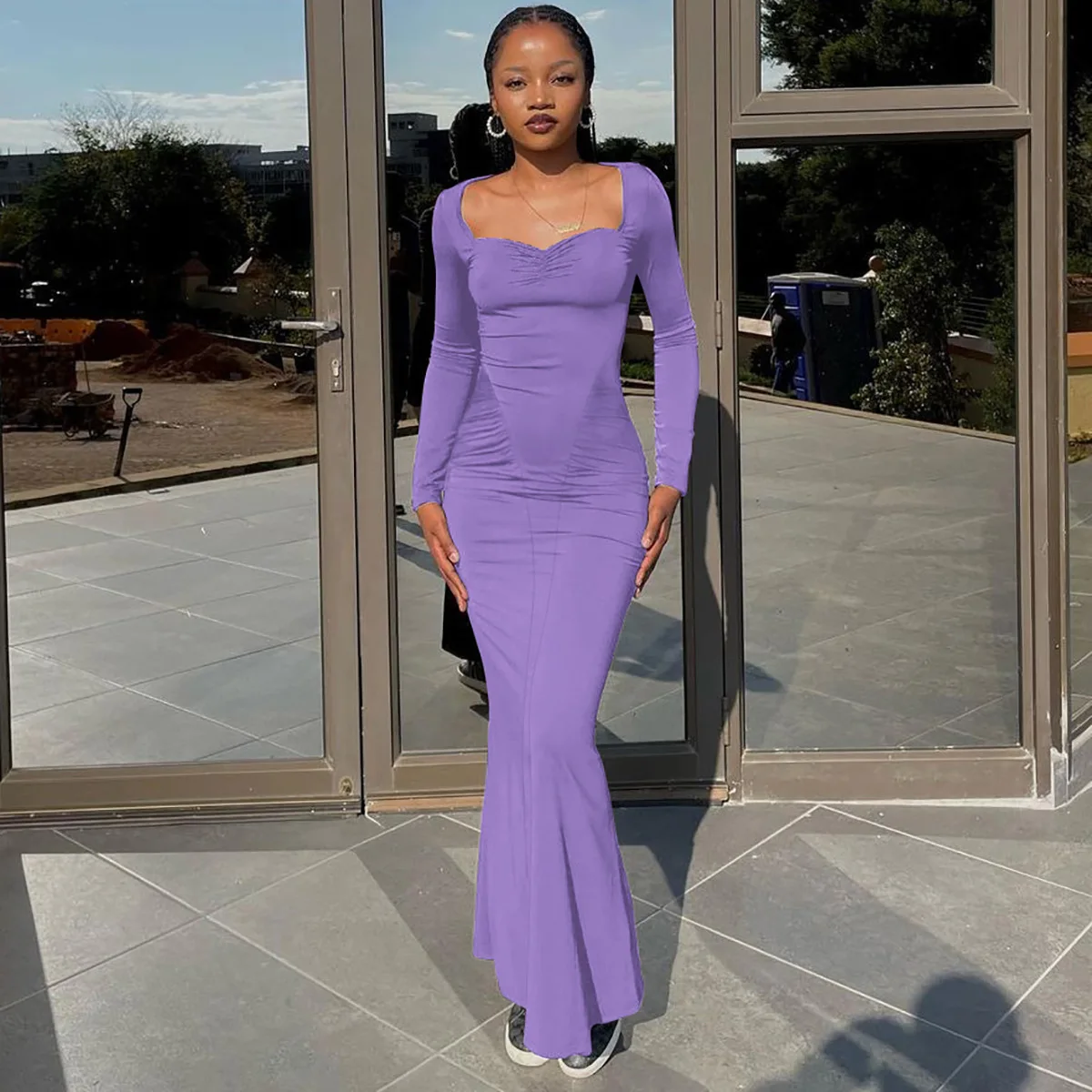 2025 Elegant Long Sleeve Party Dresses Sexy High Waist Slim Fit Women's Evening Dress Fashion Solid Color Pleated Long Dresses 16 2025 Elegant Long Sleeve Party Dresses Sexy High Waist Slim Fit Women's Evening Dress Fashion Solid Color Pleated Long Dresses