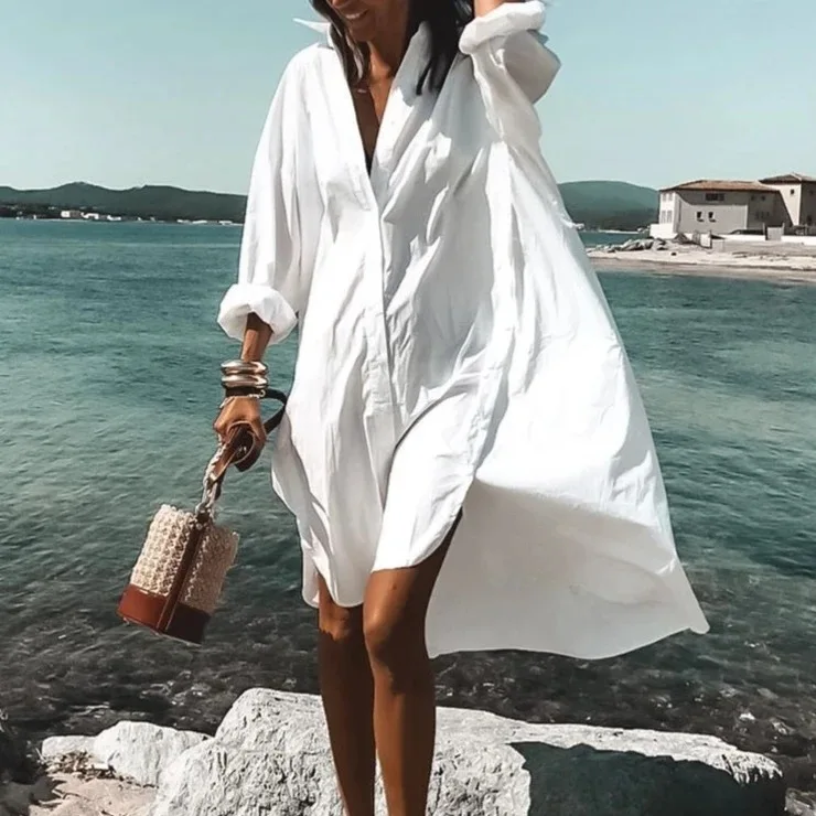 Color Flowers Printed Shirts Dresses Women Fashion Temperament Commuting Loose Midi Shirts Dress Lady Vestidos Spring Summer New 11 Color Flowers Printed Shirts Dresses Women Fashion Temperament Commuting Loose Midi Shirts Dress Lady Vestidos Spring Summer New