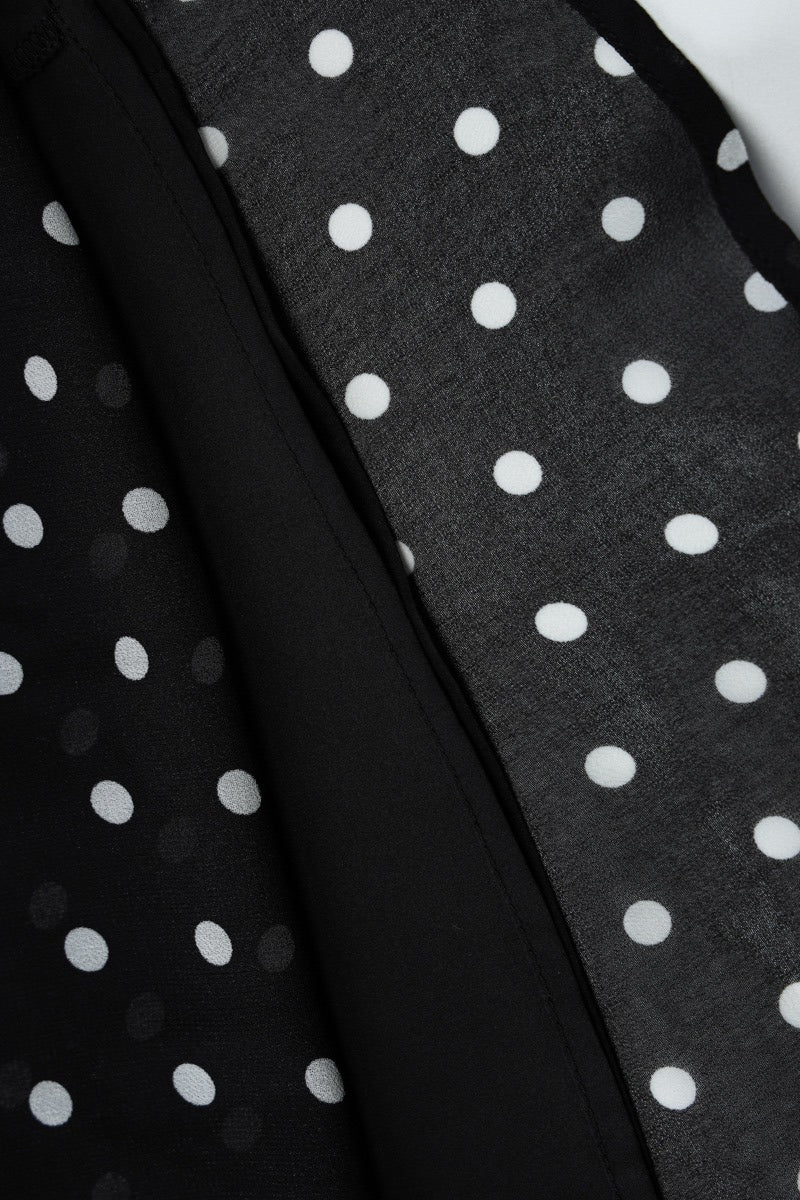 Black Halter Neck Square Neck Polka Dot Flared Ruffle Mini Dress