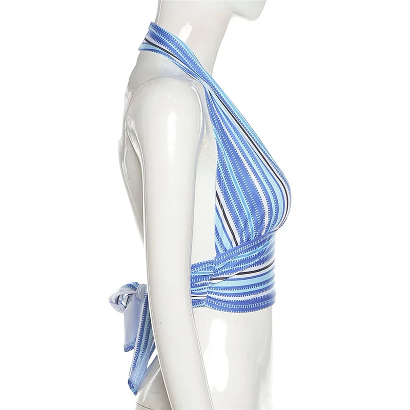 Ootddress 2025 Summer New Stripe Tank Top Women Sexy V-Neck Halter Bandage Crop Top Y2K Backless Party Beach Streetwear DIY Clothing 28 Ootddress 2025 Summer New Stripe Tank Top Women Sexy V-Neck Halter Bandage Crop Top Y2K Backless Party Beach Streetwear DIY Clothing
