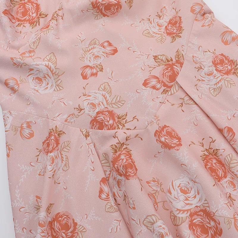 Ootddress Sexy Print Deep V-neck Sleeveless Backless Neck-mounted Dress Women Slim High Waist Birthday Party Dress Femme Outfits