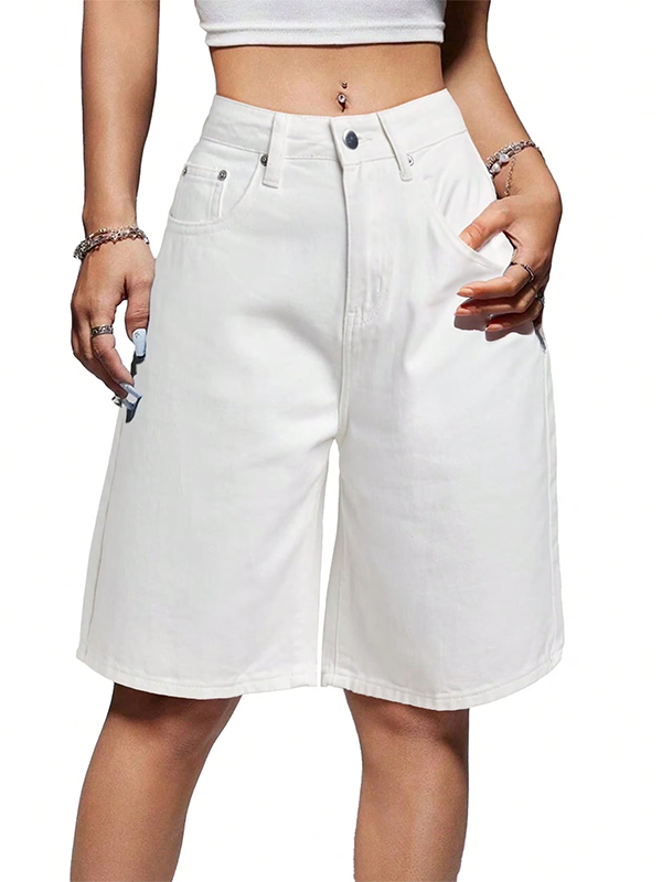 Women's Denim Shorts Mid-Low Waist Jean