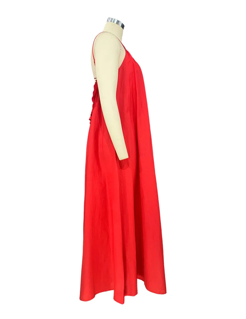 Bohemian Solid Color Spaghetti Strap Dresses Women Loose Sexy Backless Beach Vacation Long Dress Female Fashion Casual Vestidos 16 undefined