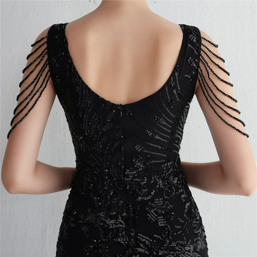 Sexy V-neck Sleeveless Dress with Stones and Crystals Fashion Sequins Tassel Elegant Women Party Dresses High Waisted Long Dress 51 103A0985.jpg