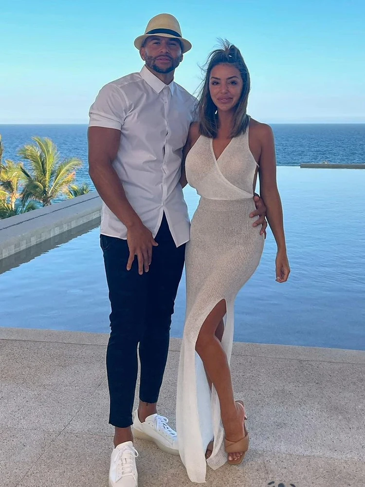 Ootddress Summer Beach Dress Women V-Neck Backless Split Sexy Long Dress White Sleeveless See Through Party Vestidos 2025 12 Ootddress Summer Beach Dress Women V-Neck Backless Split Sexy Long Dress White Sleeveless See Through Party Vestidos 2025