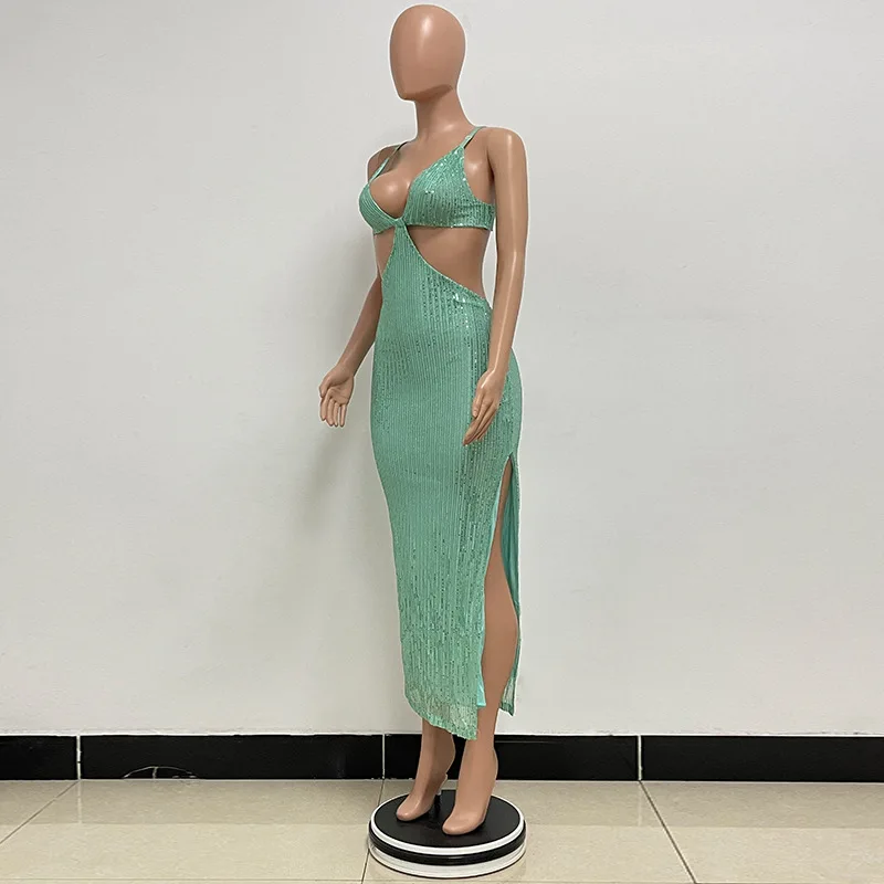 Sexy Hollow High Waist Slit Evening Dress Fashion Sequined Backless Sleeveless Elegant Party Dresses Solid Long Graduation Dress 114 Sexy Hollow High Waist Slit Evening Dress Fashion Sequined Backless Sleeveless Elegant Party Dresses Solid Long Graduation Dress