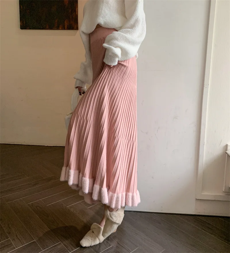 Ootddress High Waist Ruffled Pleated Skirts Women Solid Autumn Elegant Long Skirt Loose Pleated Ribbed Casual Ladies Maxi Skirt 15 Ootddress High Waist Ruffled Pleated Skirts Women Solid Autumn Elegant Long Skirt Loose Pleated Ribbed Casual Ladies Maxi Skirt