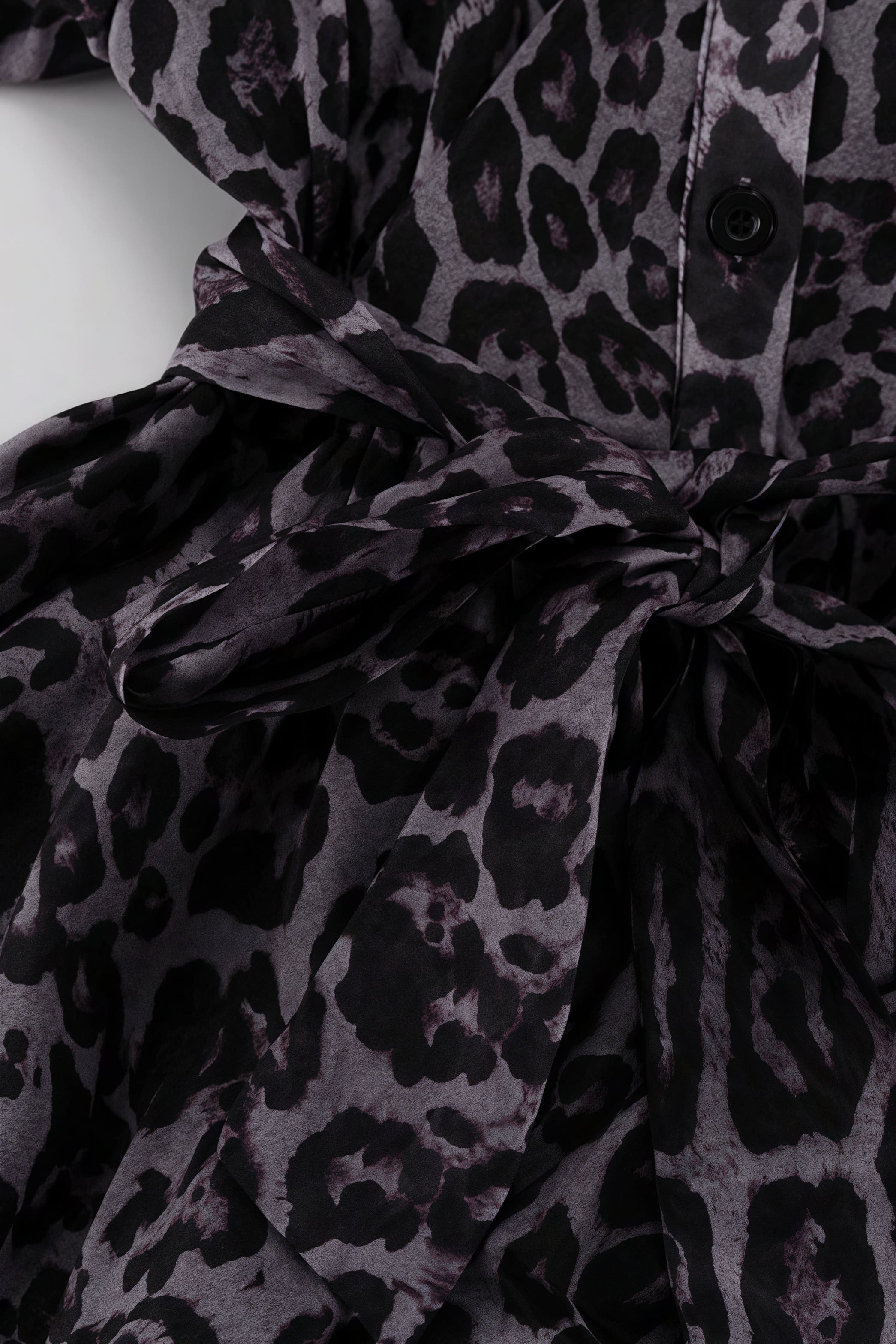 Collared Button Front Sheer Print Puff Sleeve Tiered Ruffle Mini Shirt Dress