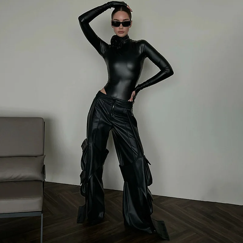 Ootddress Flower Sexy Bodysuit Women Shapewear Long Sleeve High Waist Slim Bodycon One Piece Hot Girl Harajuku Y2k Body Suit Ladies