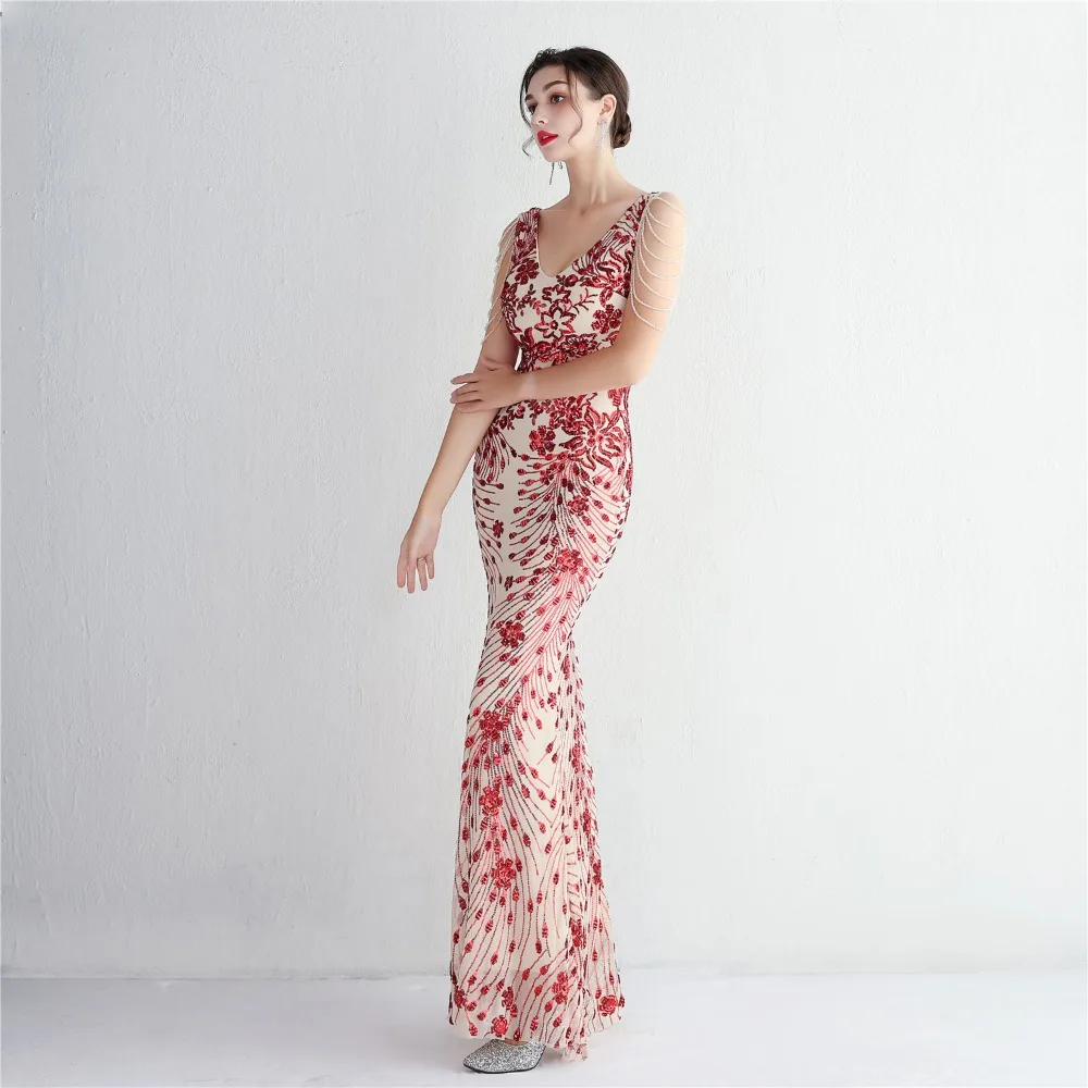 Sexy V-neck Sleeveless Dress with Stones and Crystals Fashion Sequins Tassel Elegant Women Party Dresses High Waisted Long Dress 17 103A0875.jpg