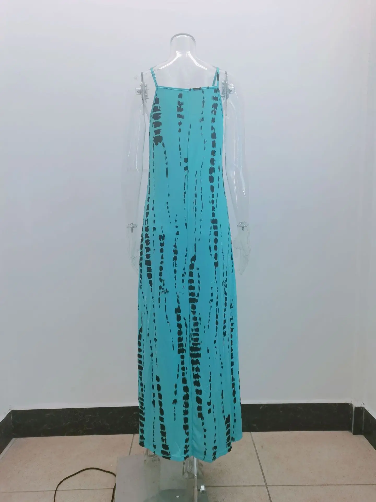 Casual Printed Maxi Spaghetti Strap Dresses For Women V-neck Backless A-line Long Dress Fashion Bohemian Style Beach Vestidos 10 undefined