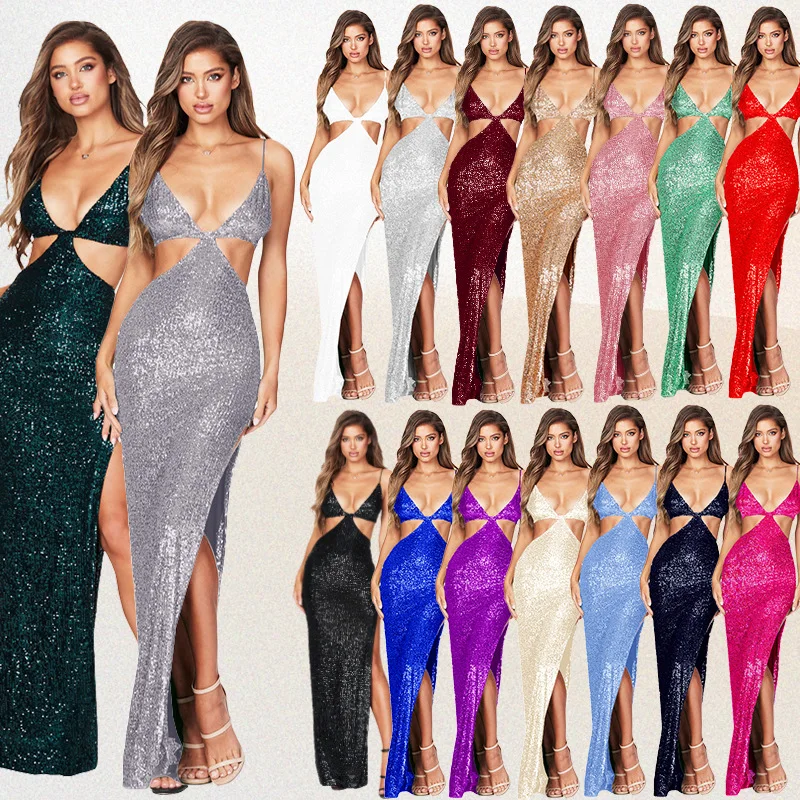Sexy Hollow High Waist Slit Evening Dress Fashion Sequined Backless Sleeveless Elegant Party Dresses Solid Long Graduation Dress 5 Sexy Hollow High Waist Slit Evening Dress Fashion Sequined Backless Sleeveless Elegant Party Dresses Solid Long Graduation Dress