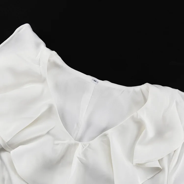 Ootddress Ruffle V Neck Elegant Dress For Women Slim Long Sleeve High Waist Temperament Dresses Femme Party Slit Long Dress Woman