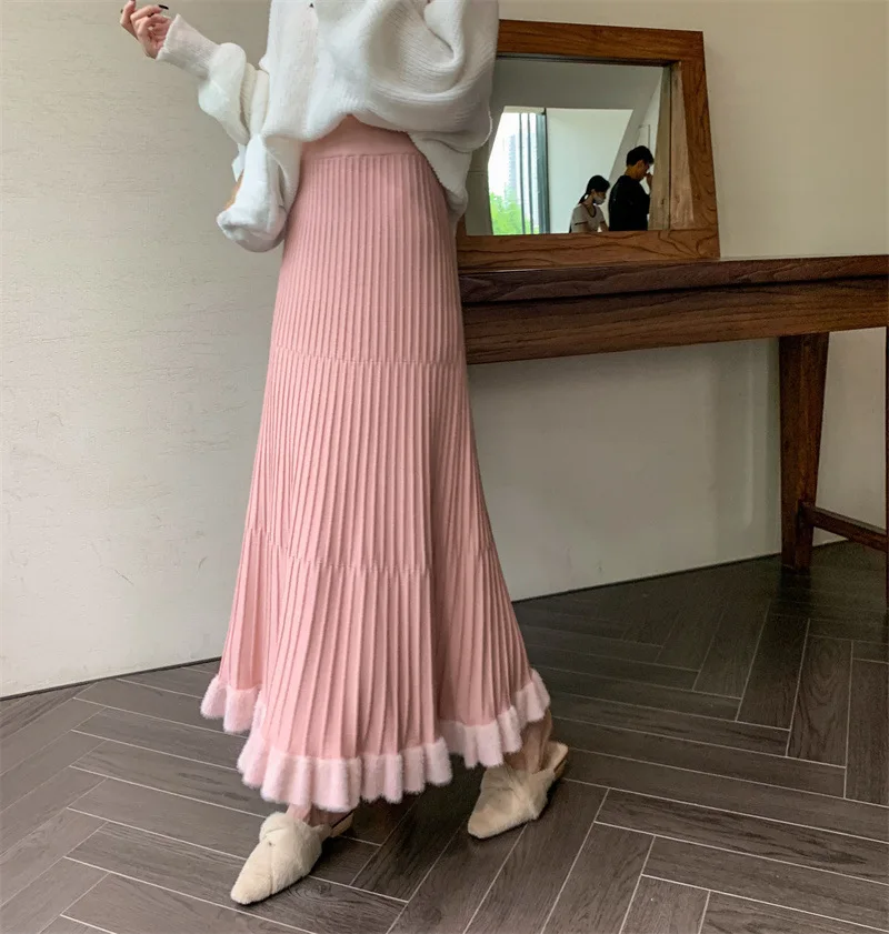 Ootddress High Waist Ruffled Pleated Skirts Women Solid Autumn Elegant Long Skirt Loose Pleated Ribbed Casual Ladies Maxi Skirt 13 Ootddress High Waist Ruffled Pleated Skirts Women Solid Autumn Elegant Long Skirt Loose Pleated Ribbed Casual Ladies Maxi Skirt