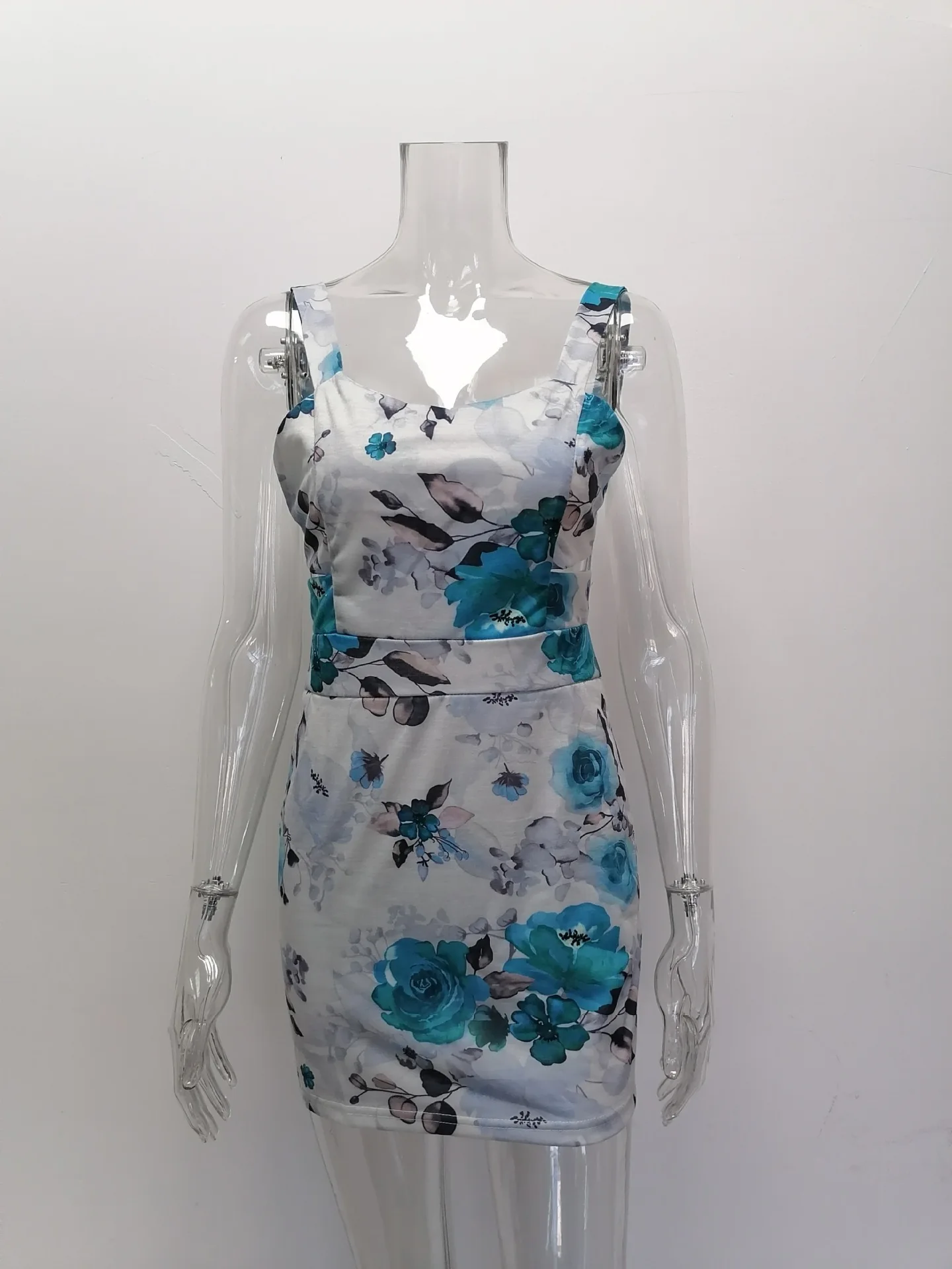 Spring Summer Printed Mini Dresses For Women Sleeveless Hollow Out Package Hip Slim Short Dress Fashion Night Club Party Vestido 18 Spring Summer Printed Mini Dresses For Women Sleeveless Hollow Out Package Hip Slim Short Dress Fashion Night Club Party Vestido