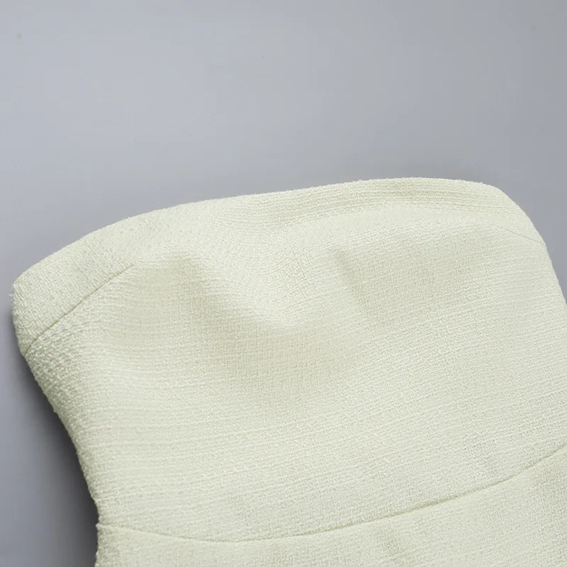 Ootddress Pearl Dress Sets Women Autumn Long Sleeve Coat And Mini Dress Two Piece Sets Femme Sexy Strapless Dress Matching Sets