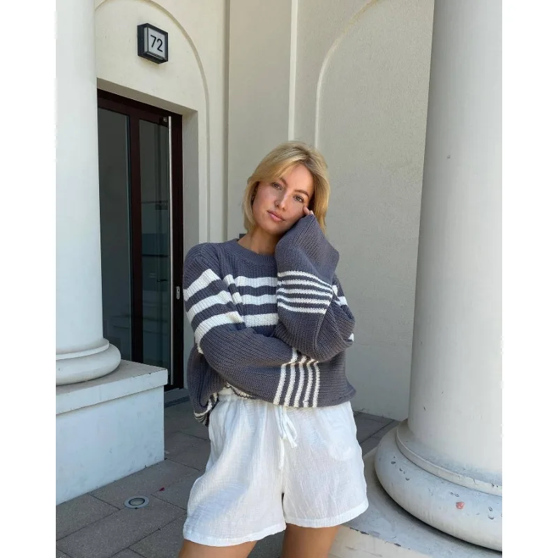 Ootddress Striped Casual Knitwear Top Female Loose Autumn 2025 High Waist Contrast Knit Sweater Slim Patchwork Streetwear Pullover 32 Ootddress Striped Casual Knitwear Top Female Loose Autumn 2025 High Waist Contrast Knit Sweater Slim Patchwork Streetwear Pullover