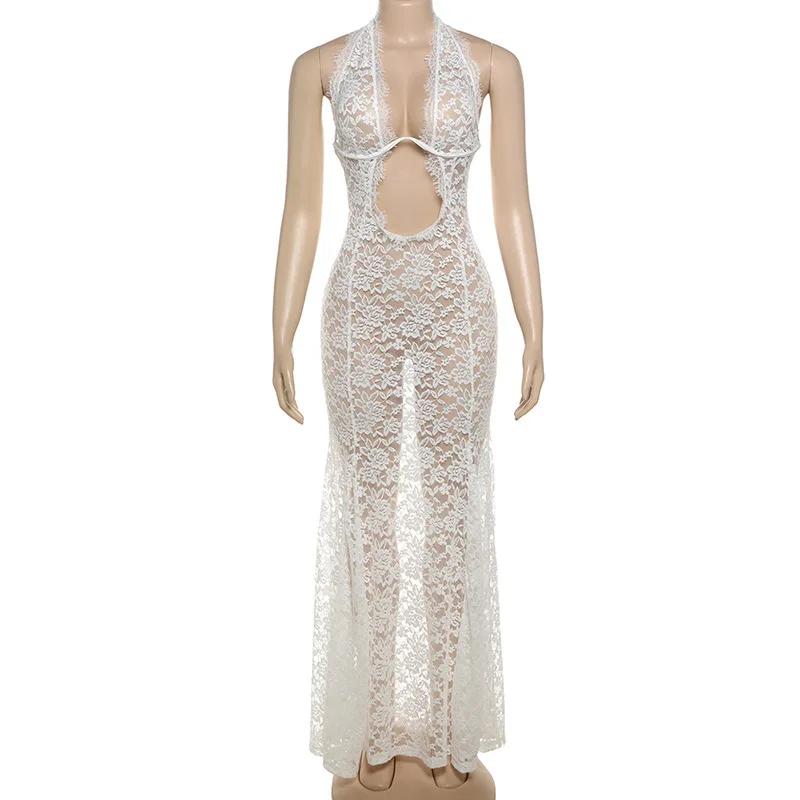 Ootddress Sexy Lace Sleeveless Autumn Women New Dress Women Temperament Lace Hanging Collar Long Sexy Backless Evening Dress 16 Ootddress Sexy Lace Sleeveless Autumn Women New Dress Women Temperament Lace Hanging Collar Long Sexy Backless Evening Dress