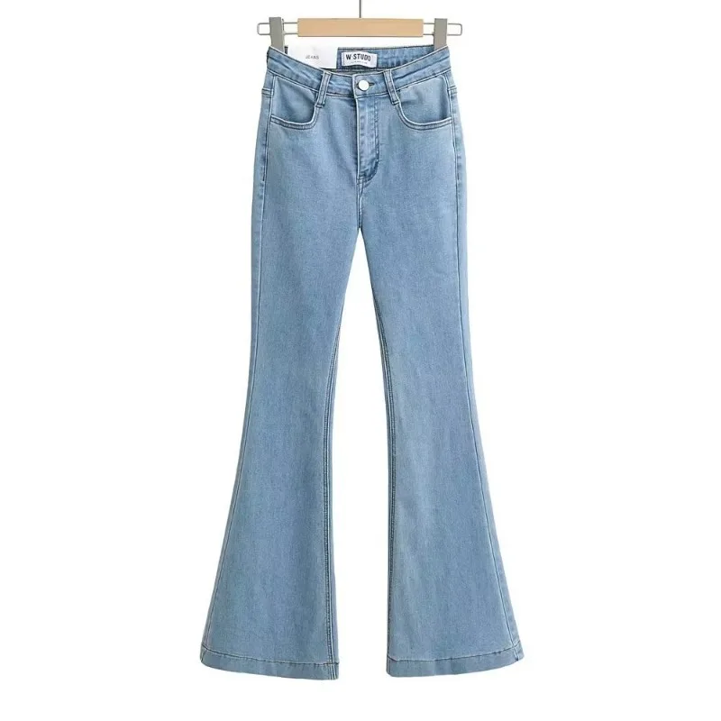 Ootddress Flare Jeans Women Summer Streetwear Bodycon Long Denim Pants 2025 Blue Elastic Fashion Y2K Trousers High Waisted Jeans