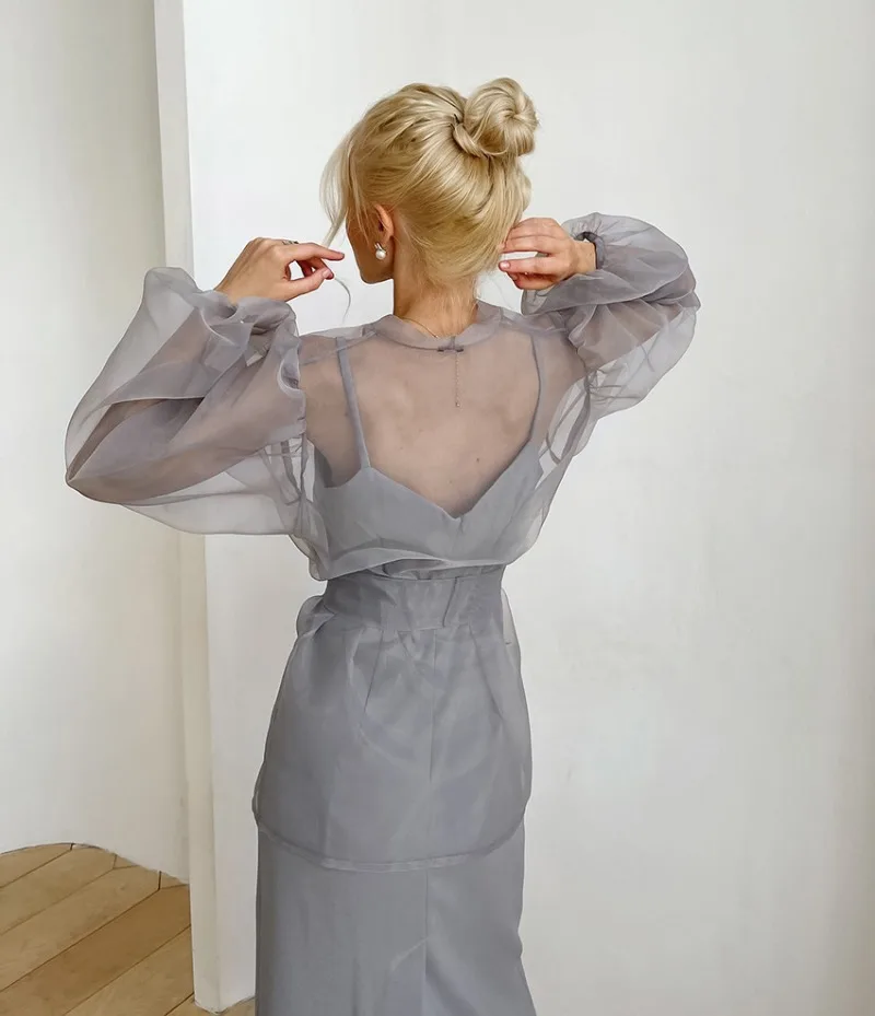 Ootddress Sheer Mesh Cover Up Beach Women Loose Long Sleeve V Neck Lace Shirts Ladies 2025 Summer Sexy See Through Bandage Cover-up