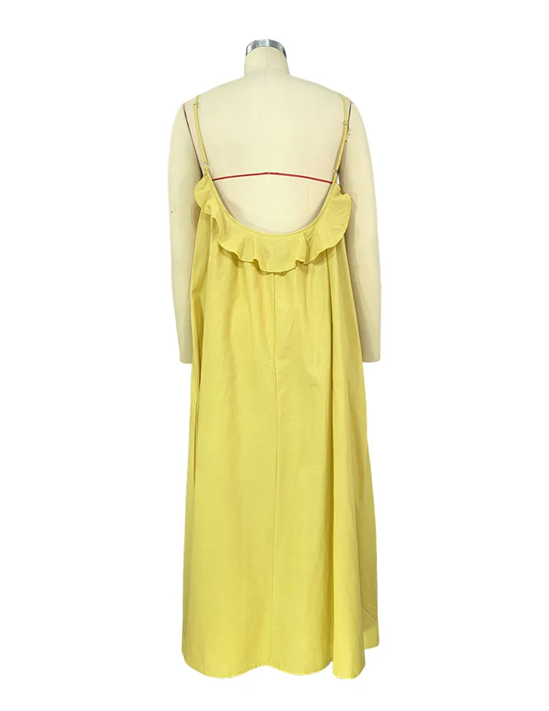 Bohemian Solid Color Spaghetti Strap Dresses Women Loose Sexy Backless Beach Vacation Long Dress Female Fashion Casual Vestidos 20 undefined
